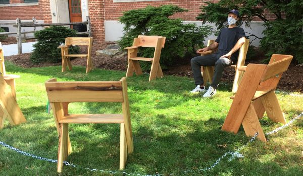 chairs socially distanced desks made with wood from the UConn Forest